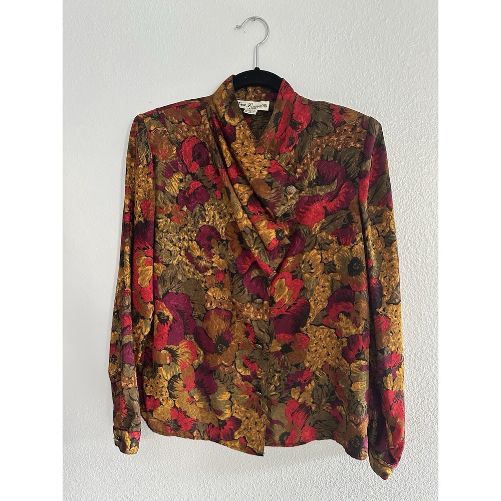 VTG Chic Top Office Secretary Eva Laurel Floral Blouse Career Sz 6 - Picture 2 of 16